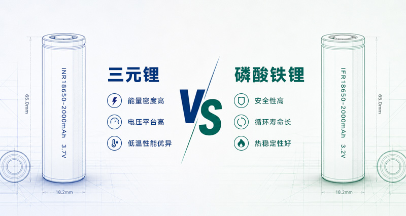 三元锂与磷酸铁锂在能量密度、循环寿命、热稳定性和单体电压方面的对比图