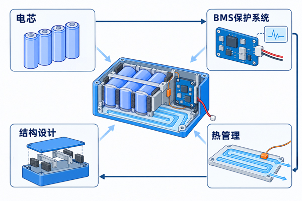 锂电池PACK结构与BMS安全设计关系示意图 锂电池PACK结构与BMS安全设计关系示意图